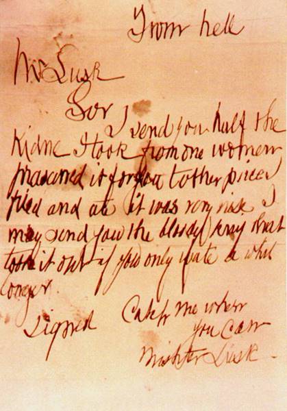 A carta supostamente enviada por Jack, o Estripador