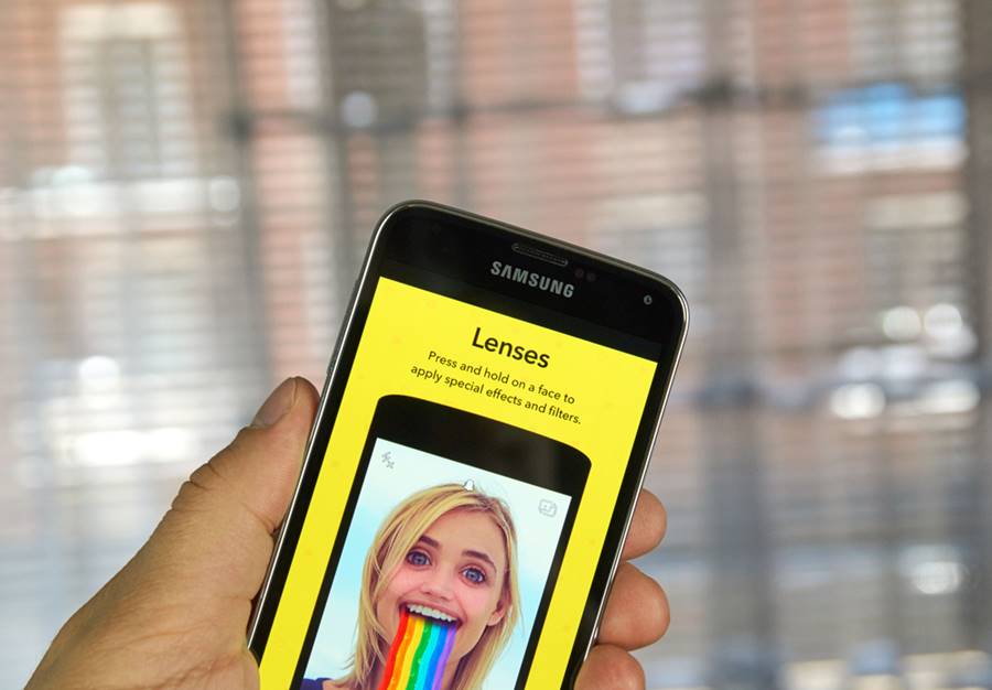 Snapchat rorando em um smartphone